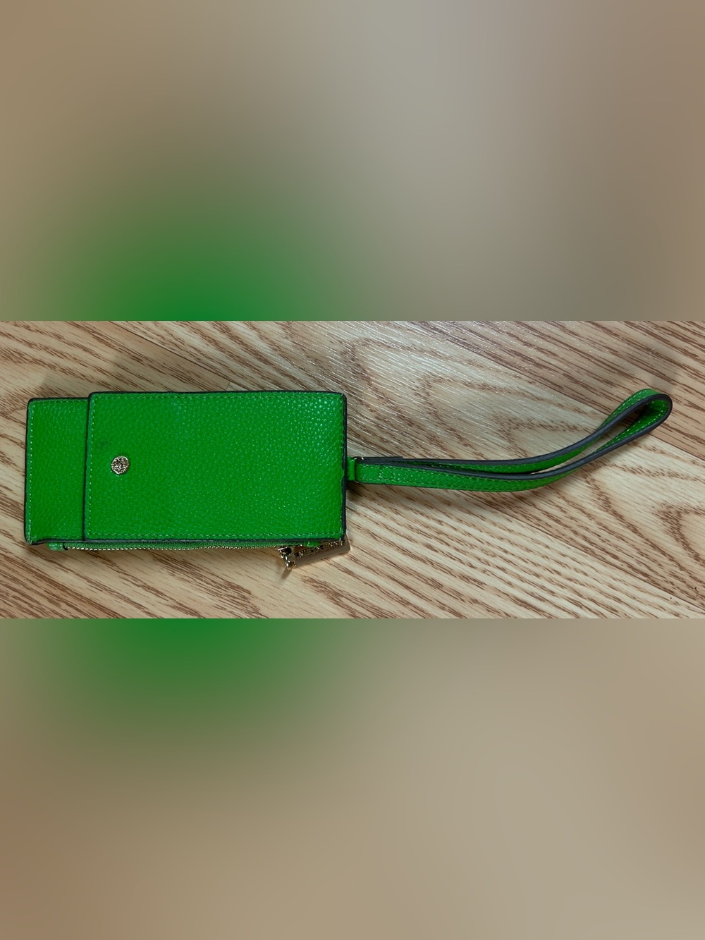 Anne Klein Green Pouch with Gold Hardware